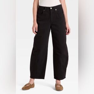 Universal Thread Women's High-Rise Utility Barrel Jeans Black- 12